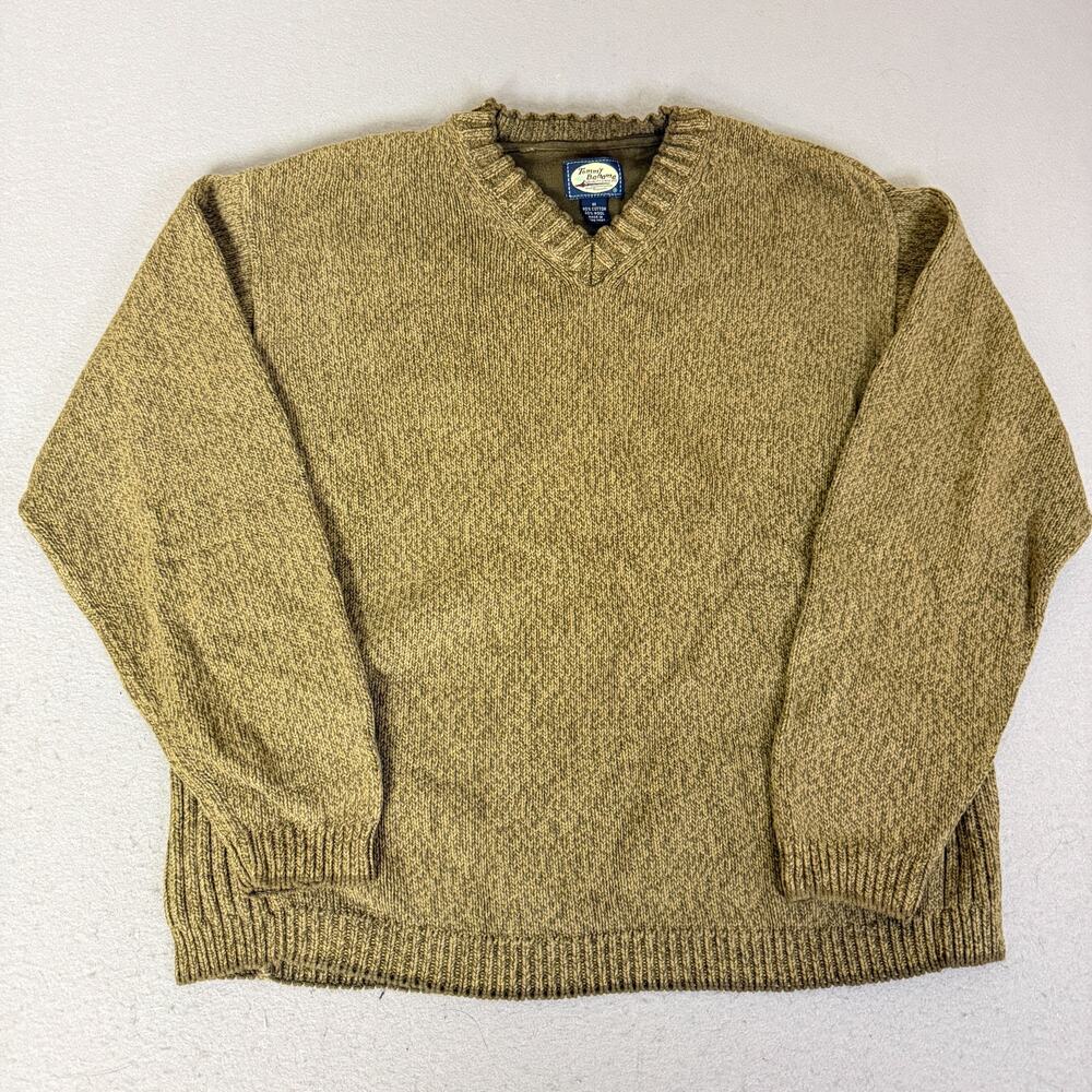 Tommy Bahama Mens M V Neck Sweater Brown Cotton Wool Blend Pullover Knit